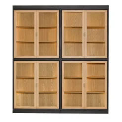 Libreria Novecento in Legno di Frassino a Quattro Ante in Vetro