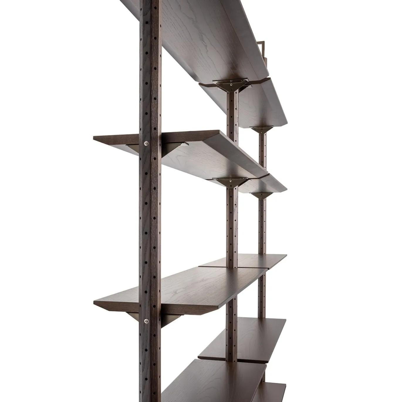 Libreria Octagon in legno di frassino con 10 ripiani di Norberto Delfinetti