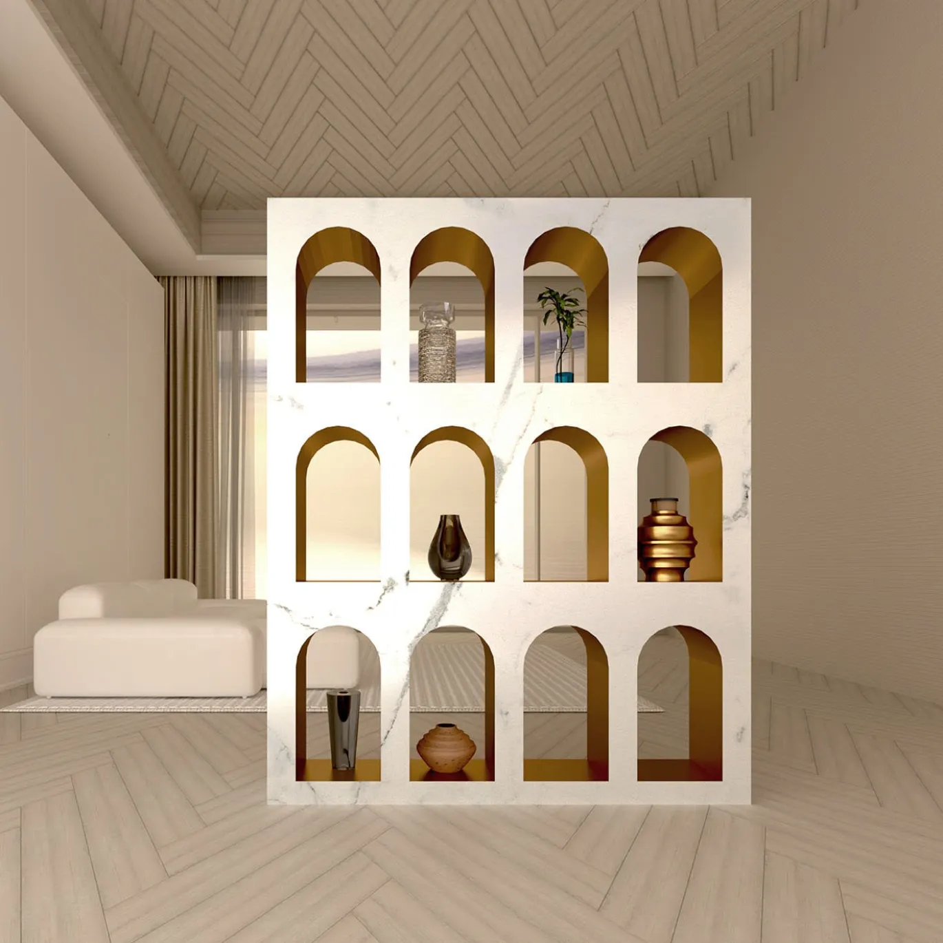 Libreria Portici in Marmo Bianco Carrara di Sissy Daniele