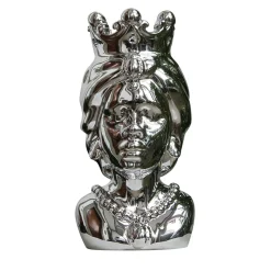 Lipari Testa di Moro Donna Scultura in marmo argento