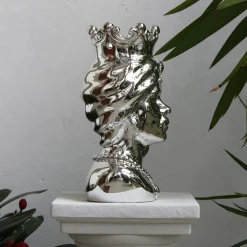 Lipari testa di Moro Uomo Scultura in marmo argento