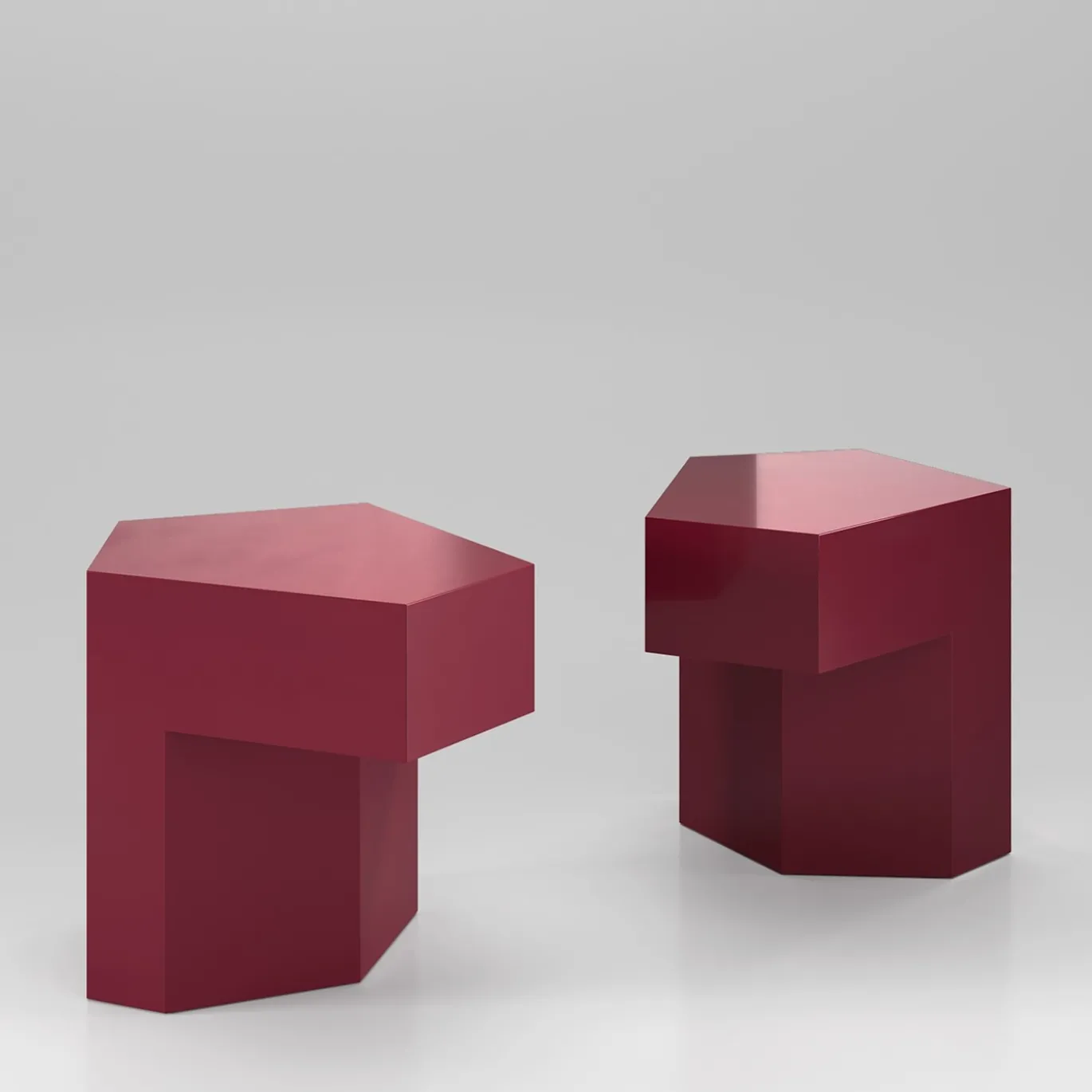 Lock Glossy Red Violet Wood Side Table