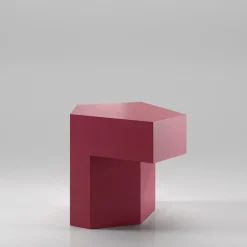 Lock Glossy Red Violet Wood Side Table