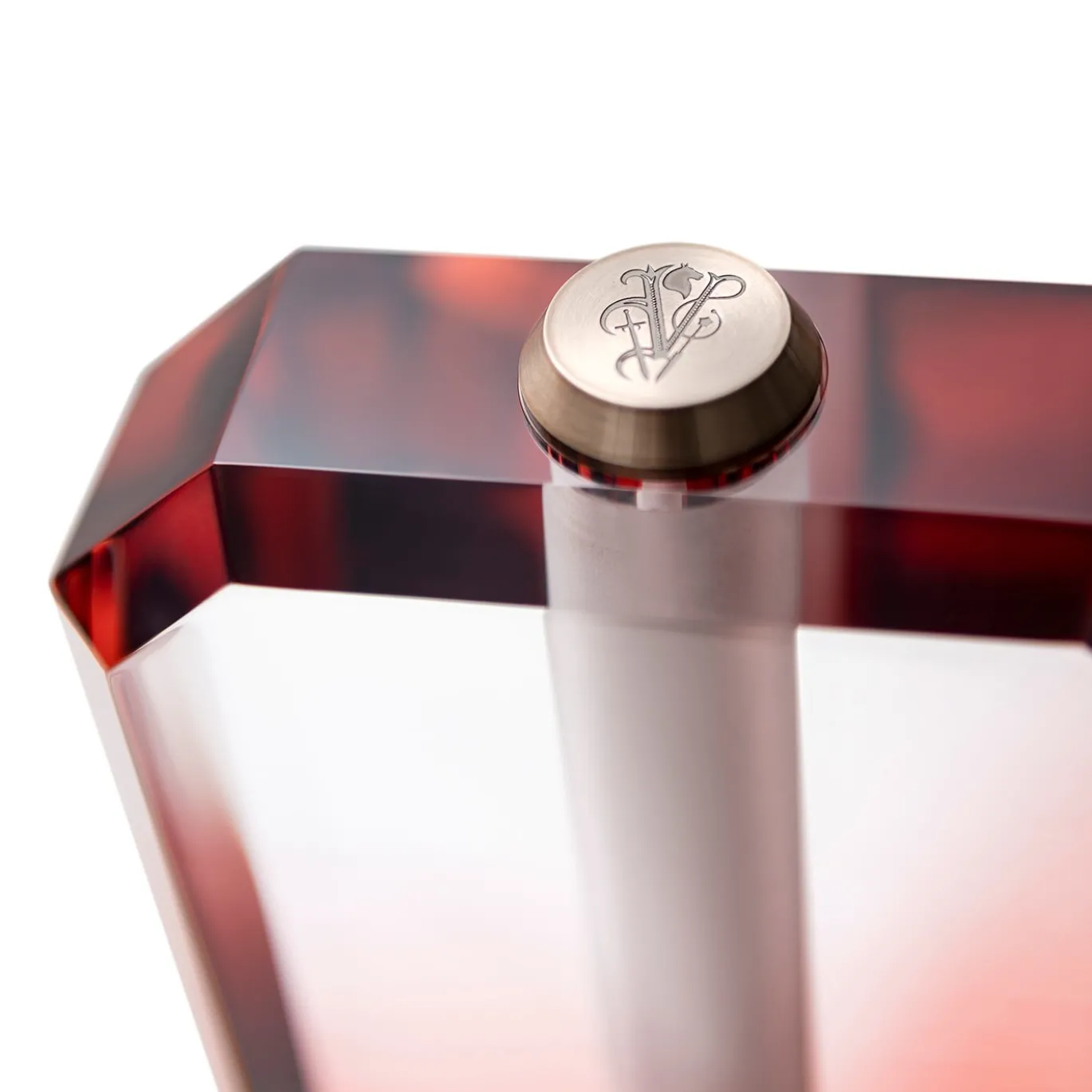 Lucente Lampada da Tavolo Rossa e Oro