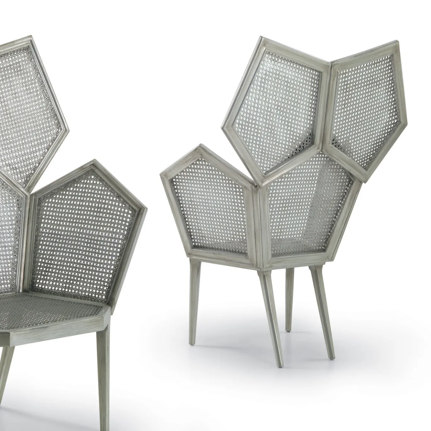 Lui 5/A Poltrona in foglia d'argento di Philippe Bestenheider