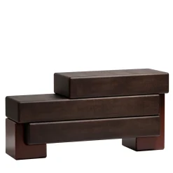 Madia Brick D con Base Laccata Rosso Amarone e Cassetti in Legno Finitura Moka Lucidi