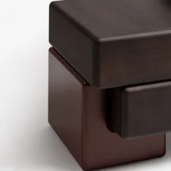 Madia Brick D con Base Laccata Rosso Amarone e Cassetti in Legno Finitura Moka Lucidi