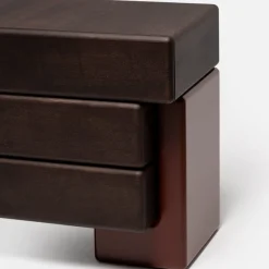 Madia Brick D con Base Laccata Rosso Amarone e Cassetti in Legno Finitura Moka Lucidi