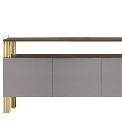 Madia da pranzo Flexor in legno laccato lucido grigio e alluminio di Robert Stadler