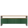 Madia da pranzo Flexor in legno laccato lucido verde e alluminio di Robert Stadler