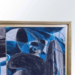 Madia Disegno Due in rovere con pannelli decorati con arte astratta