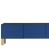 Madia living Flexor in legno laccato lucido blu e alluminio di Robert Stadler