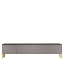 Madia living Flexor in legno laccato lucido grigio e alluminio di Robert Stadler