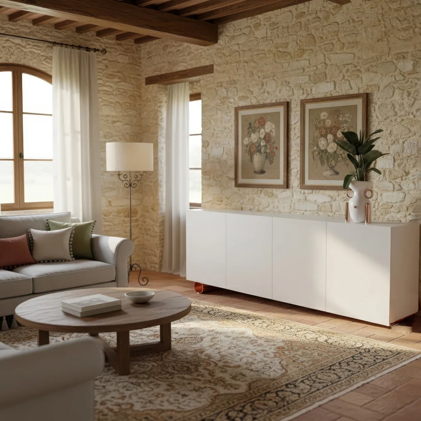 Madia M19 Asimmetrica in Legno Laccato Bianco