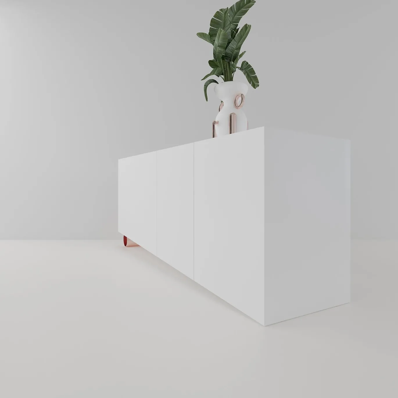 Madia M19 Asimmetrica in Legno Laccato Bianco