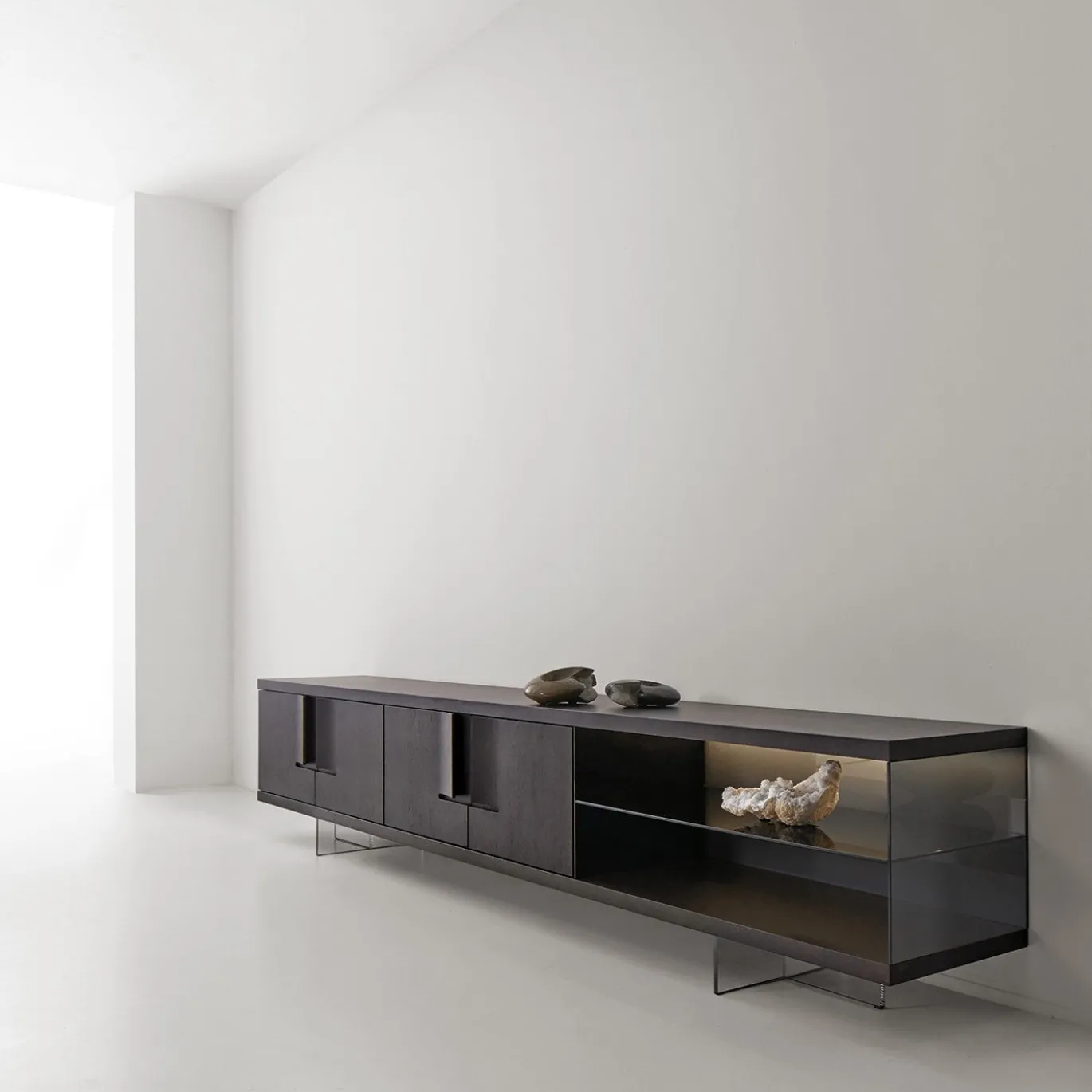 Madia Modulare Book in Noce Canaletto Nero