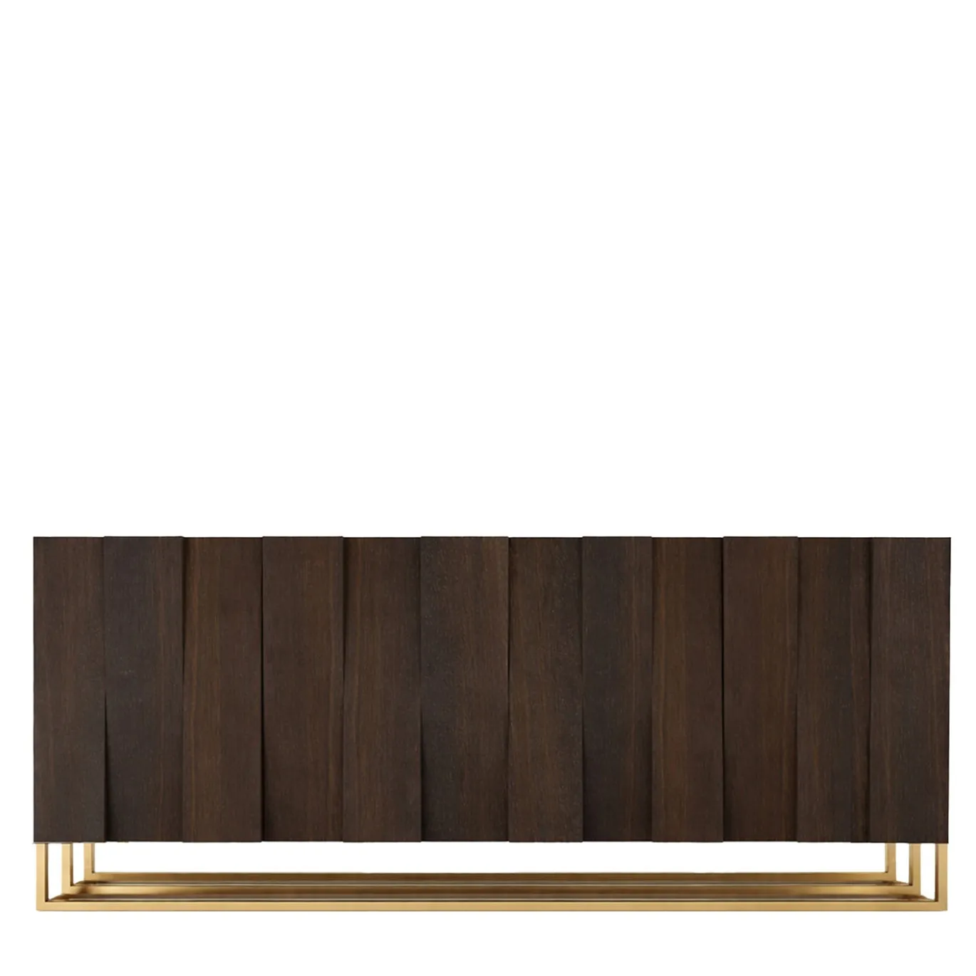 Madia Pora in legno marrone con base in metallo