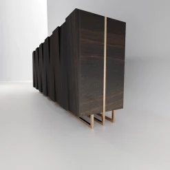 Madia Pora in legno marrone con base in metallo