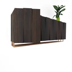 Madia Pora in legno marrone con base in metallo