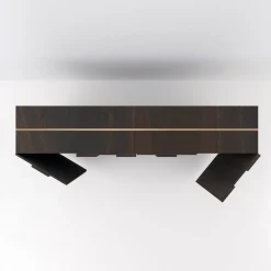 Madia Pora in legno marrone con base in metallo