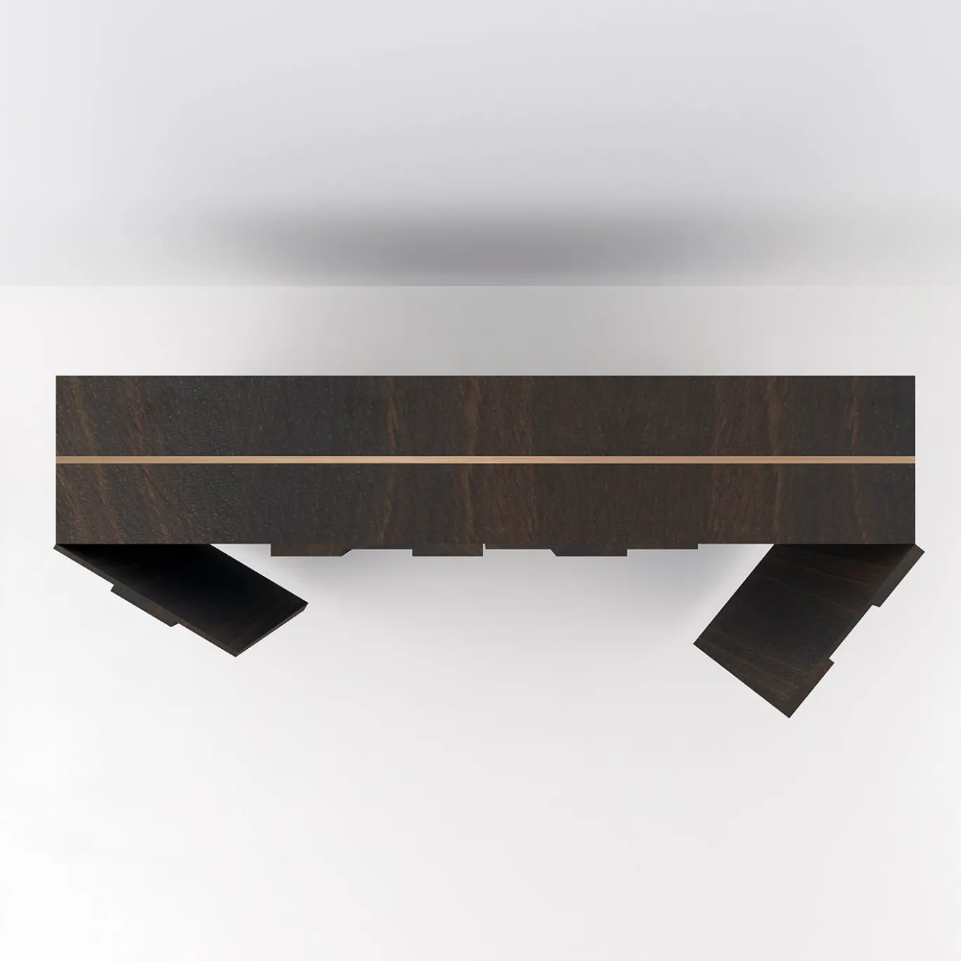 Madia Pora in legno marrone con base in metallo