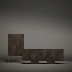 Madia Stripes in rovere tinto marrone scuro con decorazioni