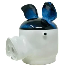 Maiale Contenitore grande blu e bianco con coperchio