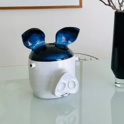 Maiale Contenitore grande blu e bianco con coperchio