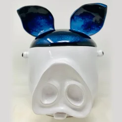 Maiale Contenitore grande blu e bianco con coperchio