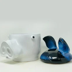Maiale Contenitore grande blu e bianco con coperchio