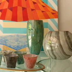 Marmo Vaso alto verde con oro