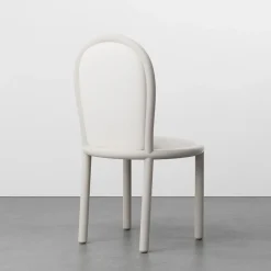 Masa Soul White Leather And Glossy Tortora Wood Dining Chair