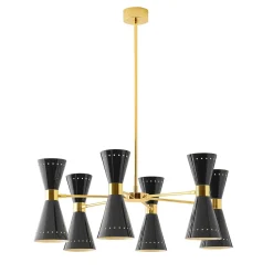 Megafono, lampada a sospensione a sei bracci di colore nero
