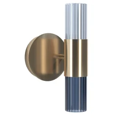 Mini applique Sbàrlusc in vetro fumé indaco e ottone champagne di Isacco Brioschi