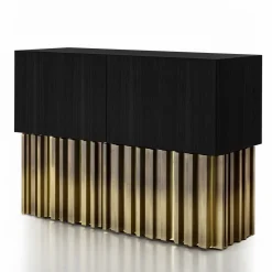Mirage Vintage con scultura in ottone fatta a mano Credenza nera
