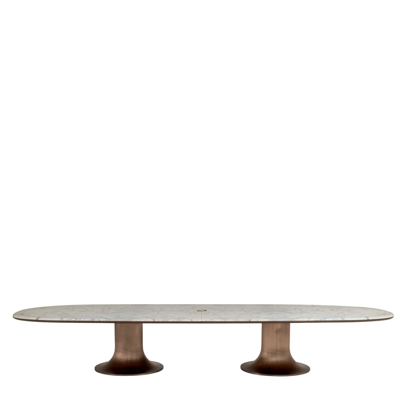 Mizar Base in Bronzo Fuso con Piano in Marmo Calacatta Tavolo da Pranzo Grande