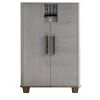 Mobile bar Cosmopolitan a 2 porte in legno intarsiato grigio