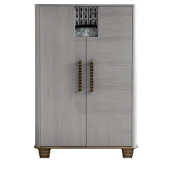 Mobile bar Cosmopolitan a 2 porte in legno intarsiato grigio