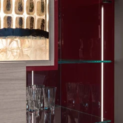 Mobile bar Cosmopolitan a 2 porte in legno intarsiato grigio