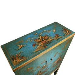 Mobile Bar in Legno Intagliato in Stile Chinoiserie Dante