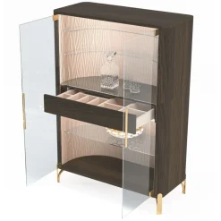 Mobile bar marrone a due ante con luce LED