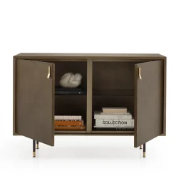 Mobile Bar Universe in Bronzo a 2 Ante con Dettagli in Ottone