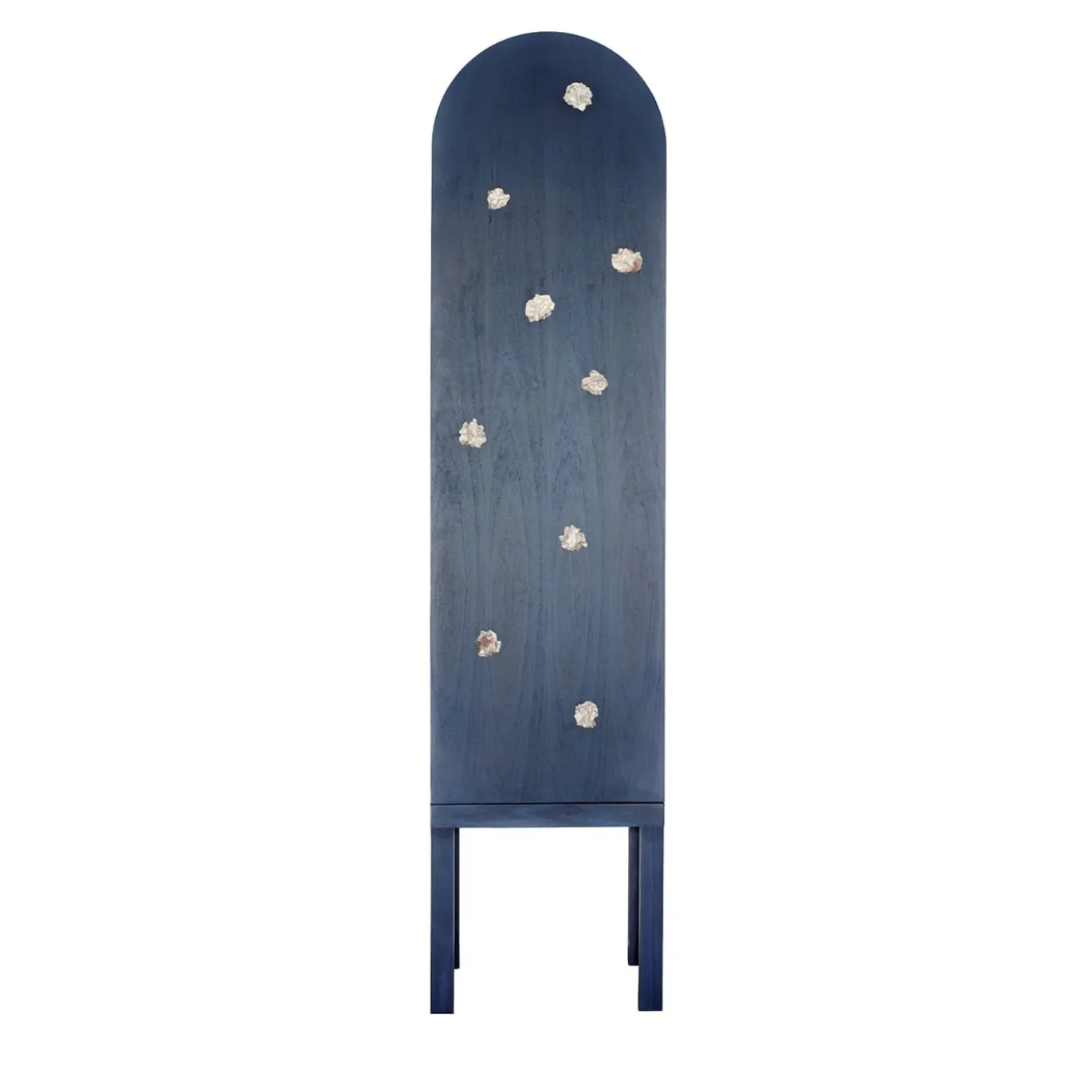 Mobile contenitore blu Blossom con anta singola e inserti in ceramica