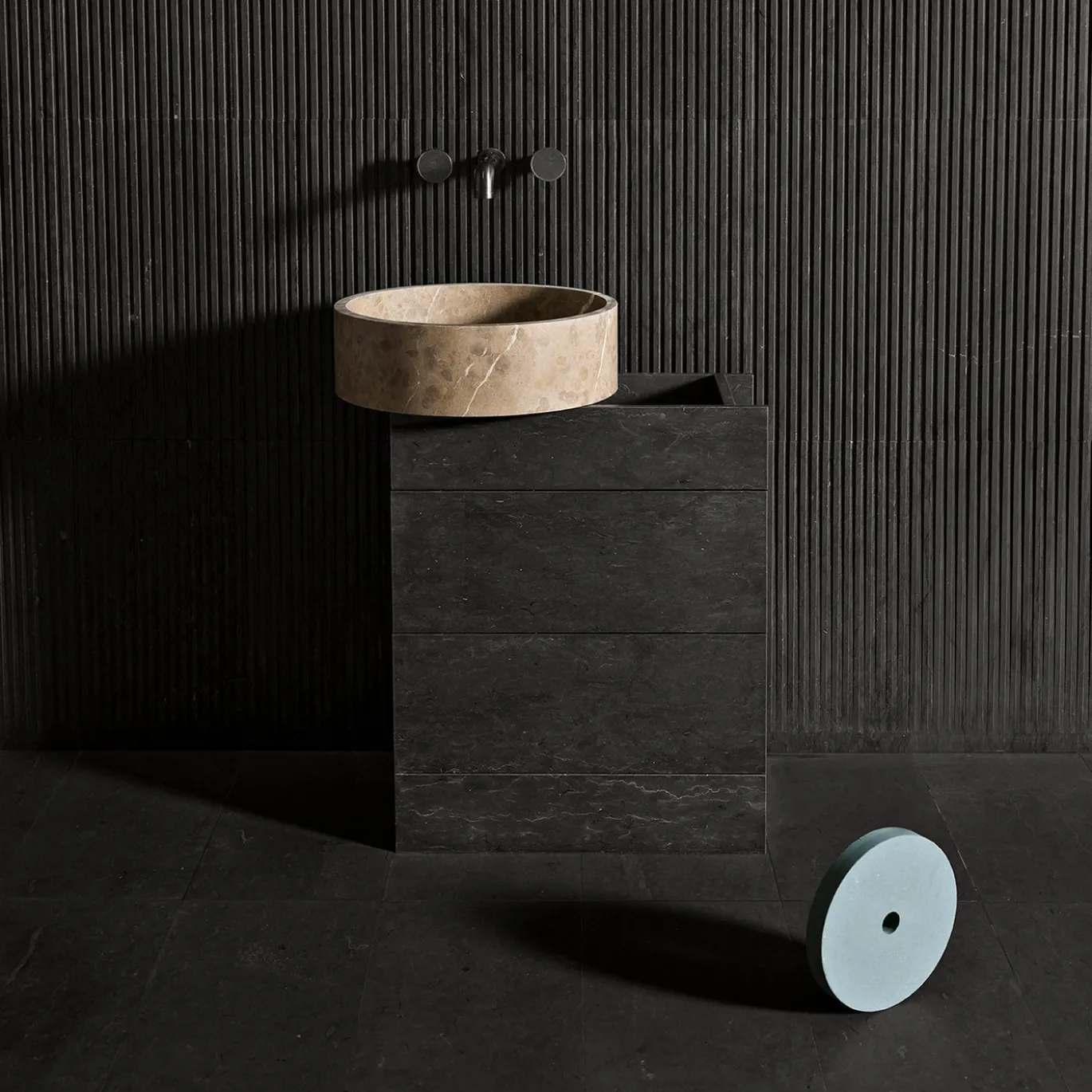Mobile da bagno 60 in legno e lavabo in marmo Passage