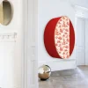 Mobile da parete cinese in Toile-de-Jouy rosso