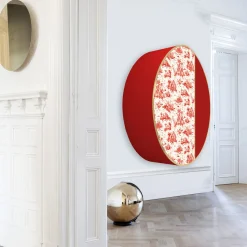 Mobile da parete cinese in Toile-de-Jouy rosso