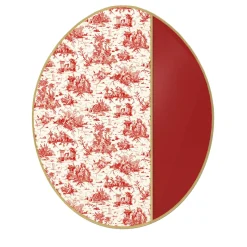 Mobile da parete cinese in Toile-de-Jouy rosso