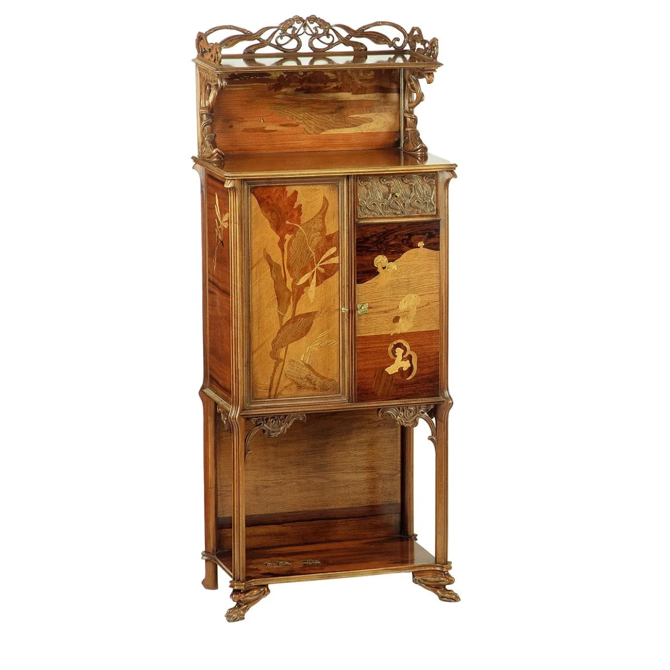 Mobile intarsiato in stile Art Nouveau francese di Emile Gallè