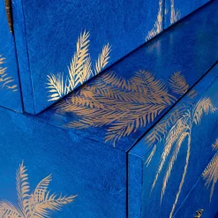 Mobile Pesaro Secretary blu elettrico con motivo a palme