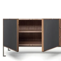 Mobiletto Melody 4 in legno di noce e pelle